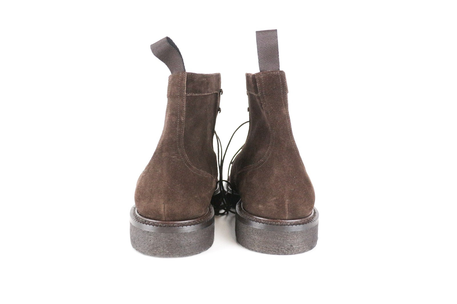 SUITSUPPLY Men's 43 Mid-Brown Suede Classic Lace-Up Dress Boots