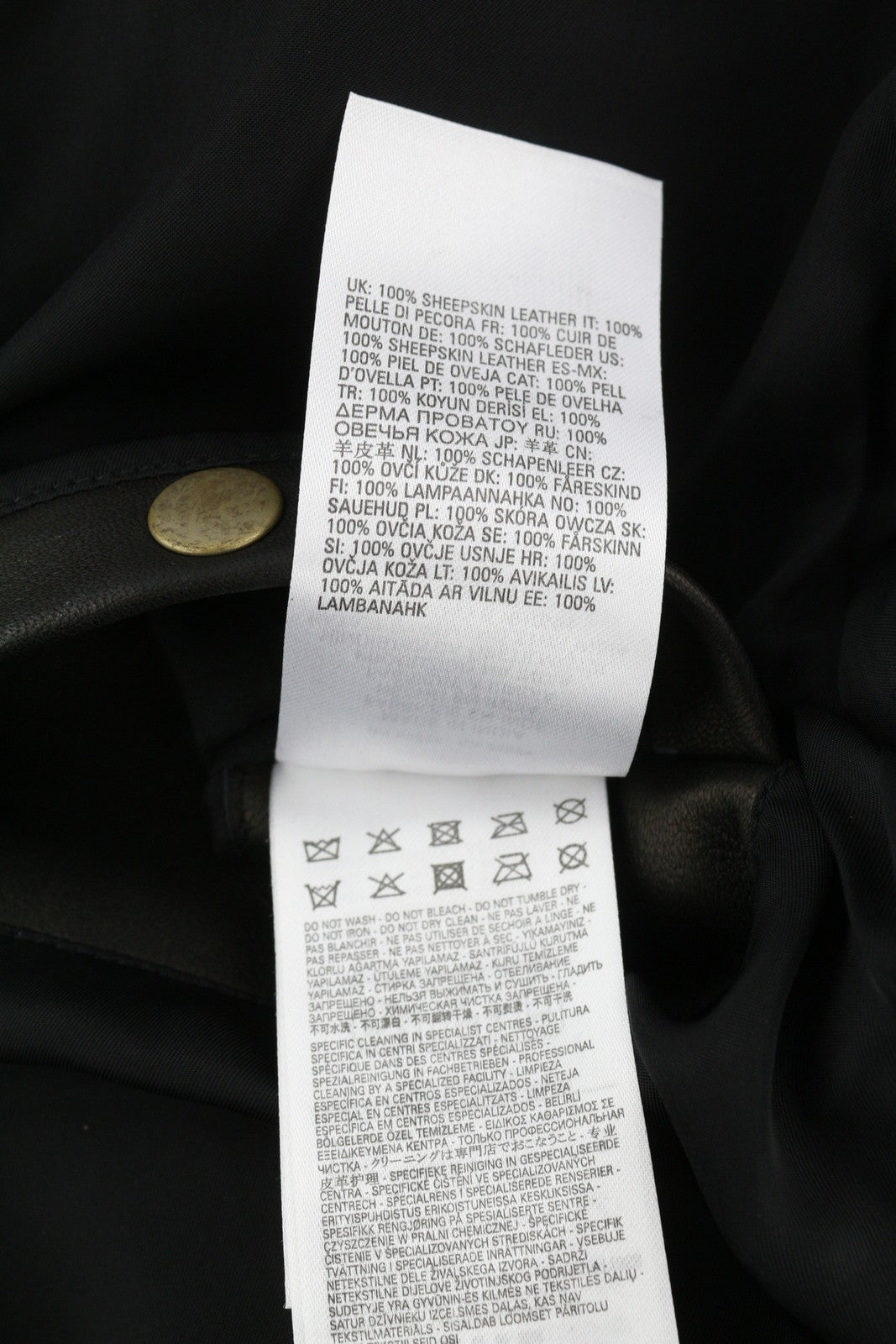 DIESEL L-Metalo Men Jacket 54 Black Sheepskin Leather Zipper Logo RRP€795