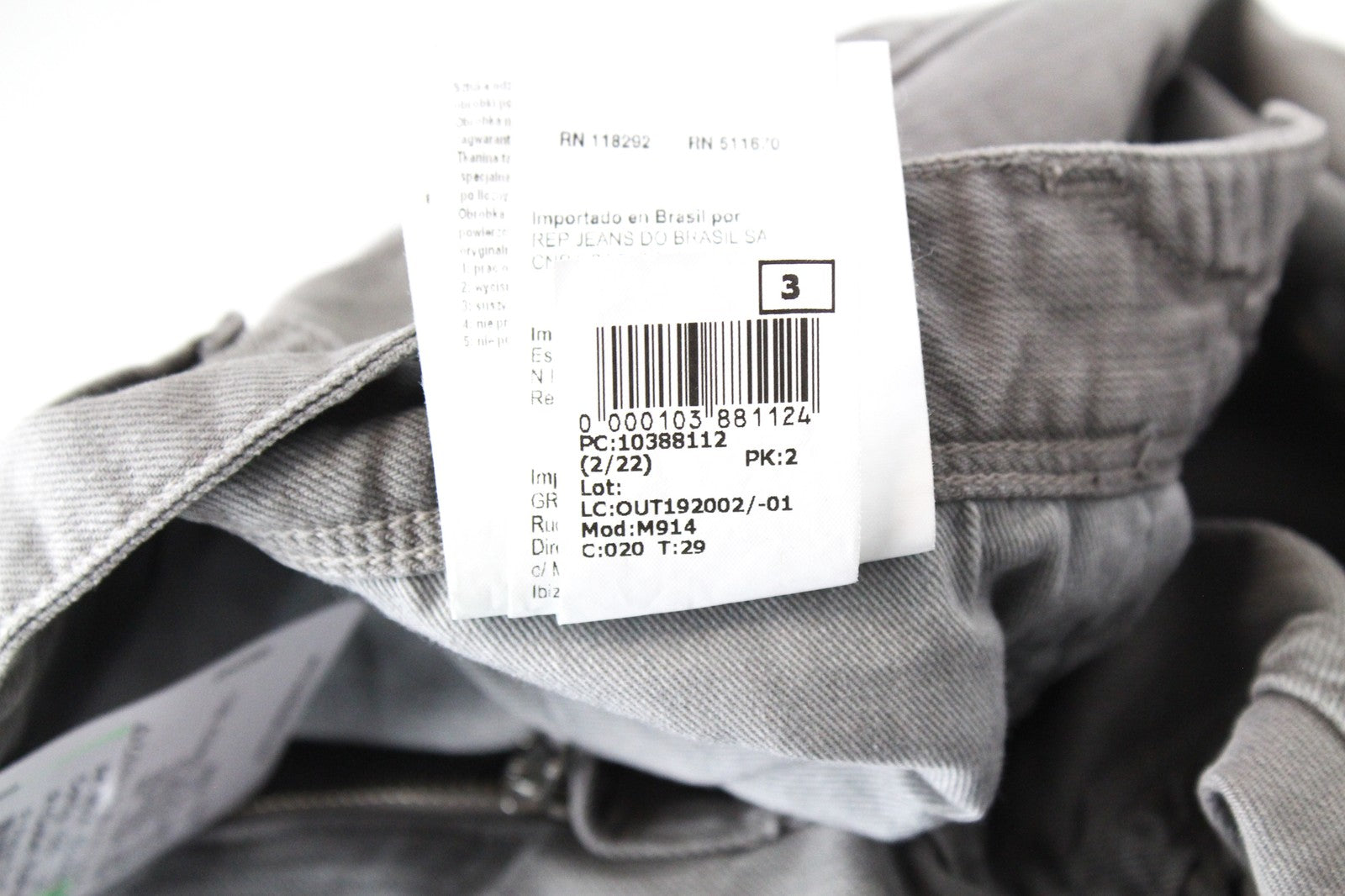 REPLAY Anbass W29/L32 Men's Slim Fit Grey Denim Cotton Stretch 5-Pocket