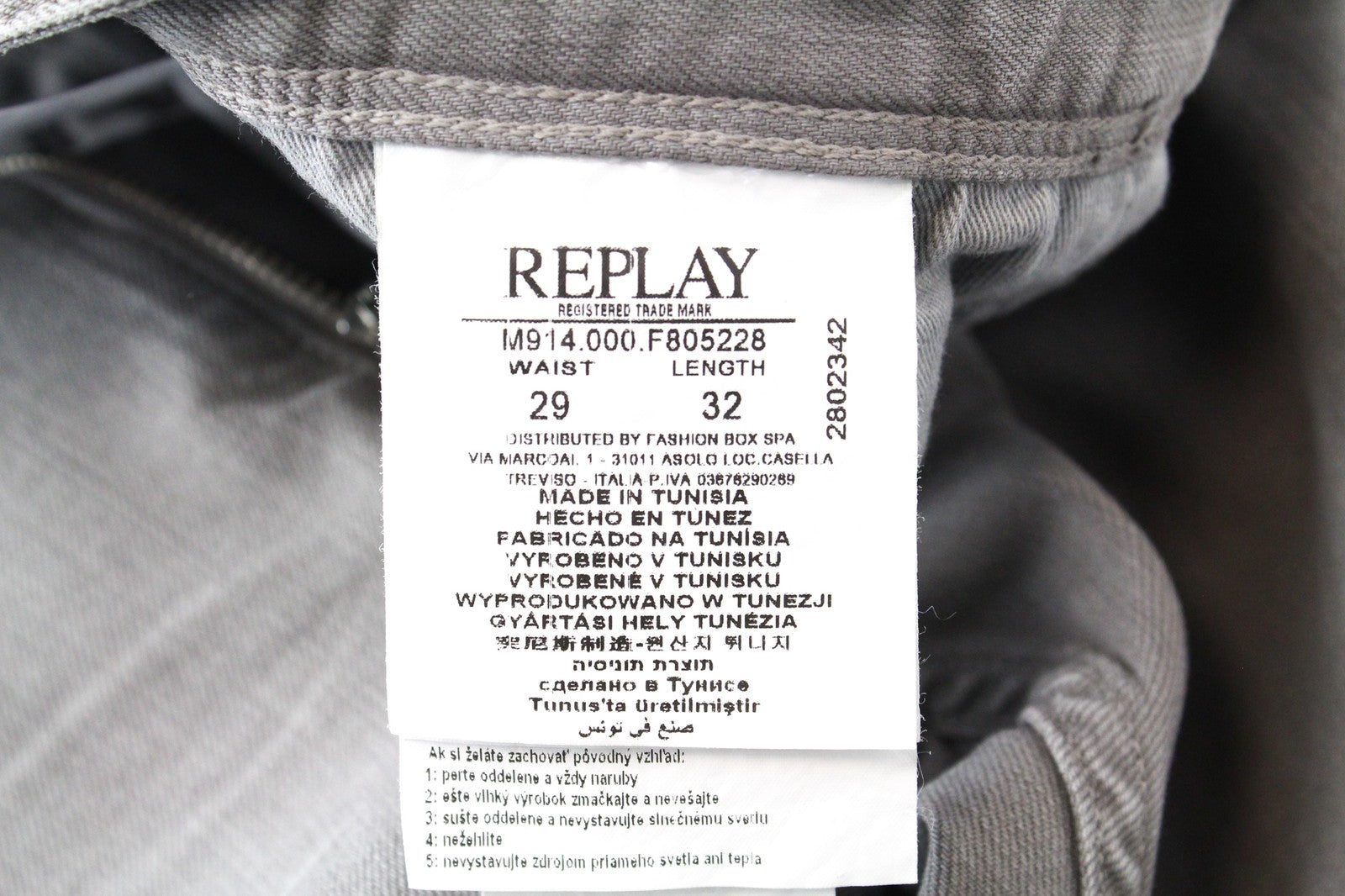 REPLAY Anbass W29/L32 Men's Slim Fit Grey Denim Cotton Stretch 5-Pocket