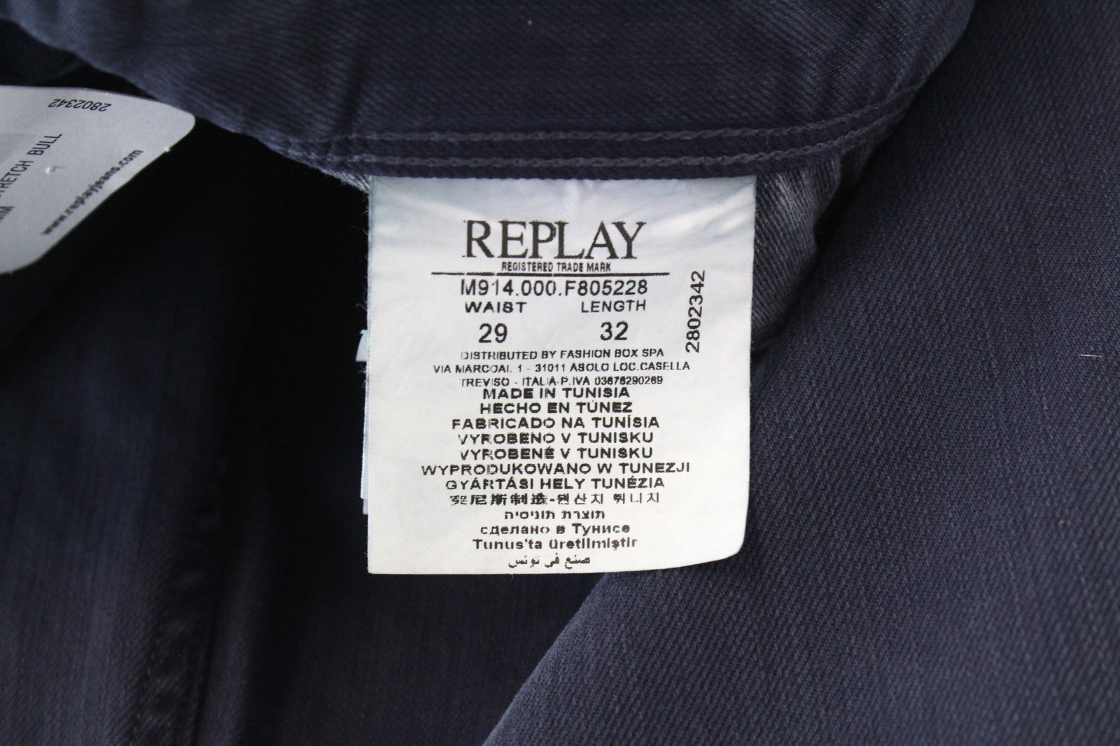 REPLAY Anbass Jeans W29/L32 Men's Slim Fit Blue Stretch Cotton 5-Pocket Cut