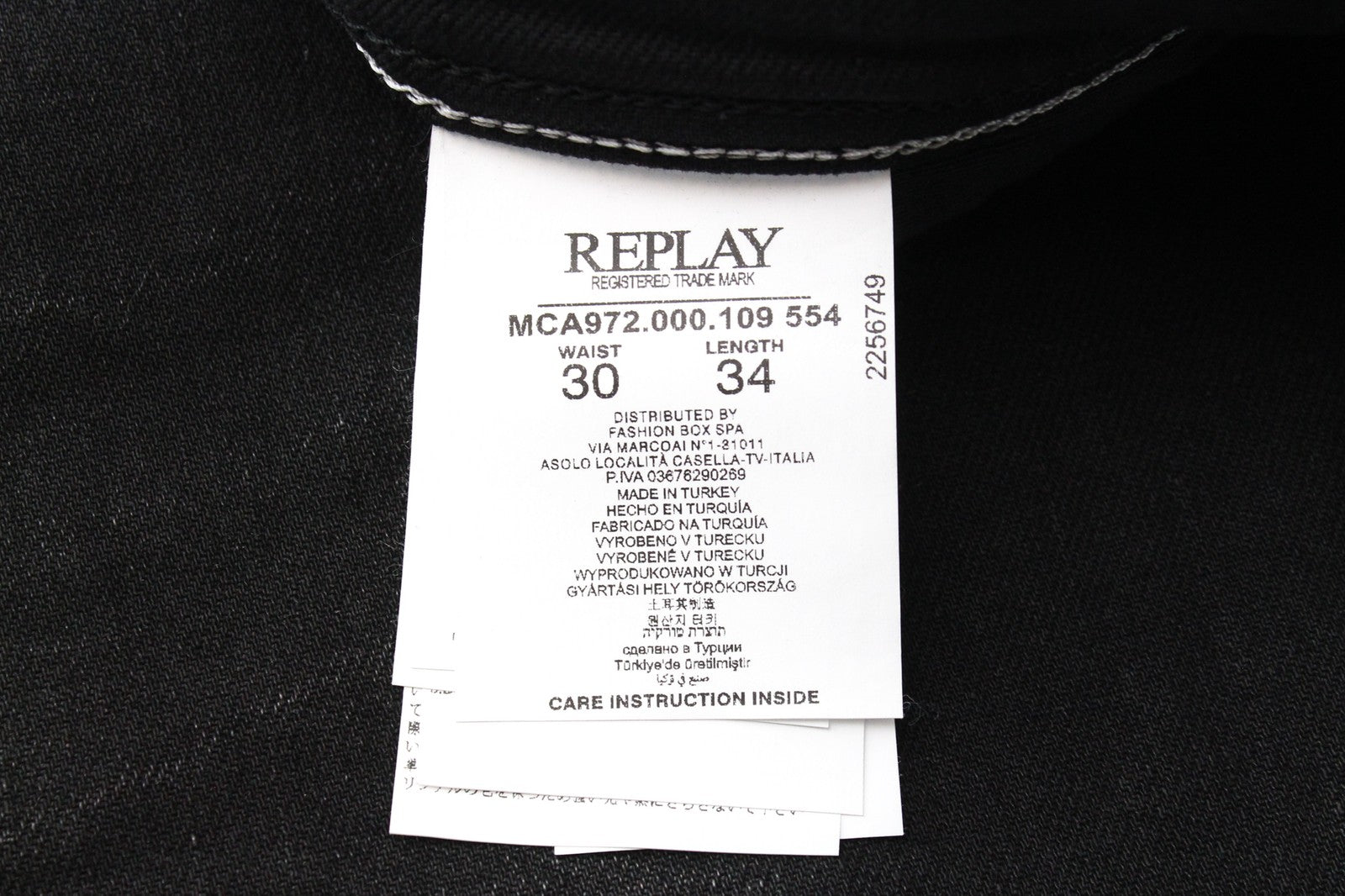 REPLAY Grover W30/L34 juodi, tiesūs, tamprūs, medvilniniai džinsai su užsegimu, skalbinių spalvos 