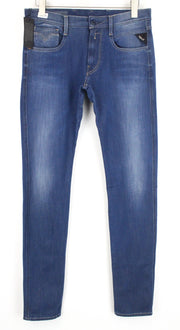 REPLAY Anbass W31/L36 Slim Fit Blue Washed Stretch Cotton 5-Pocket Jeans