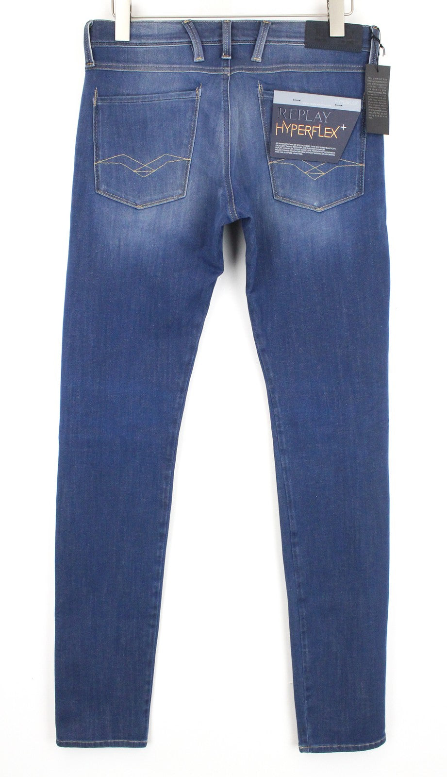 REPLAY Anbass W31/L36 Slim Fit Blue Washed Stretch Cotton 5-Pocket Jeans