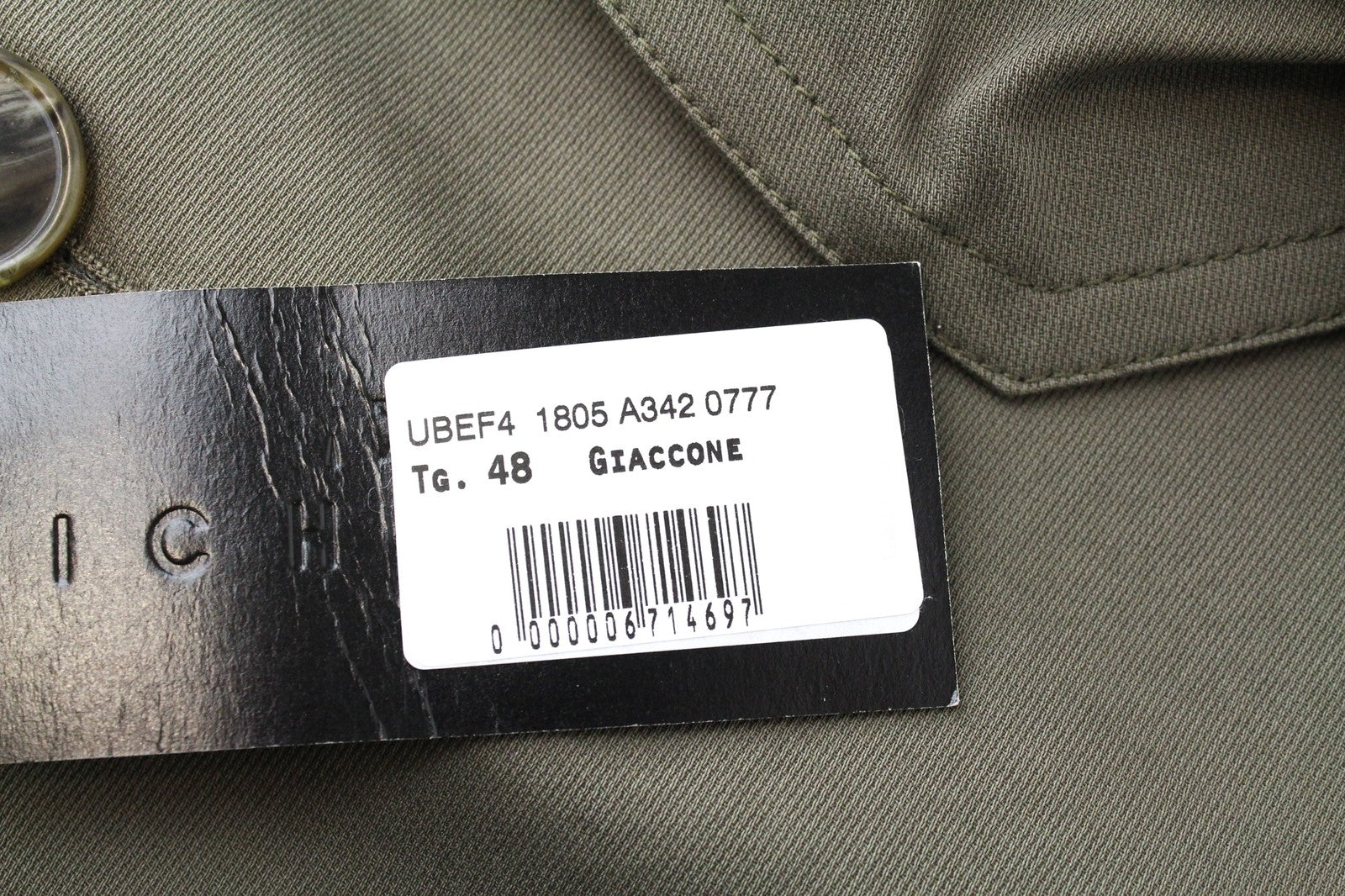 RICHMOND Men's Jacket 48 Green Collared Lined Cotton Stretch Single-Breast