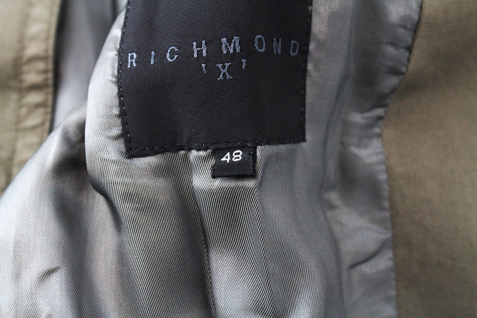 RICHMOND Men's Jacket 48 Green Collared Lined Cotton Stretch Single-Breast