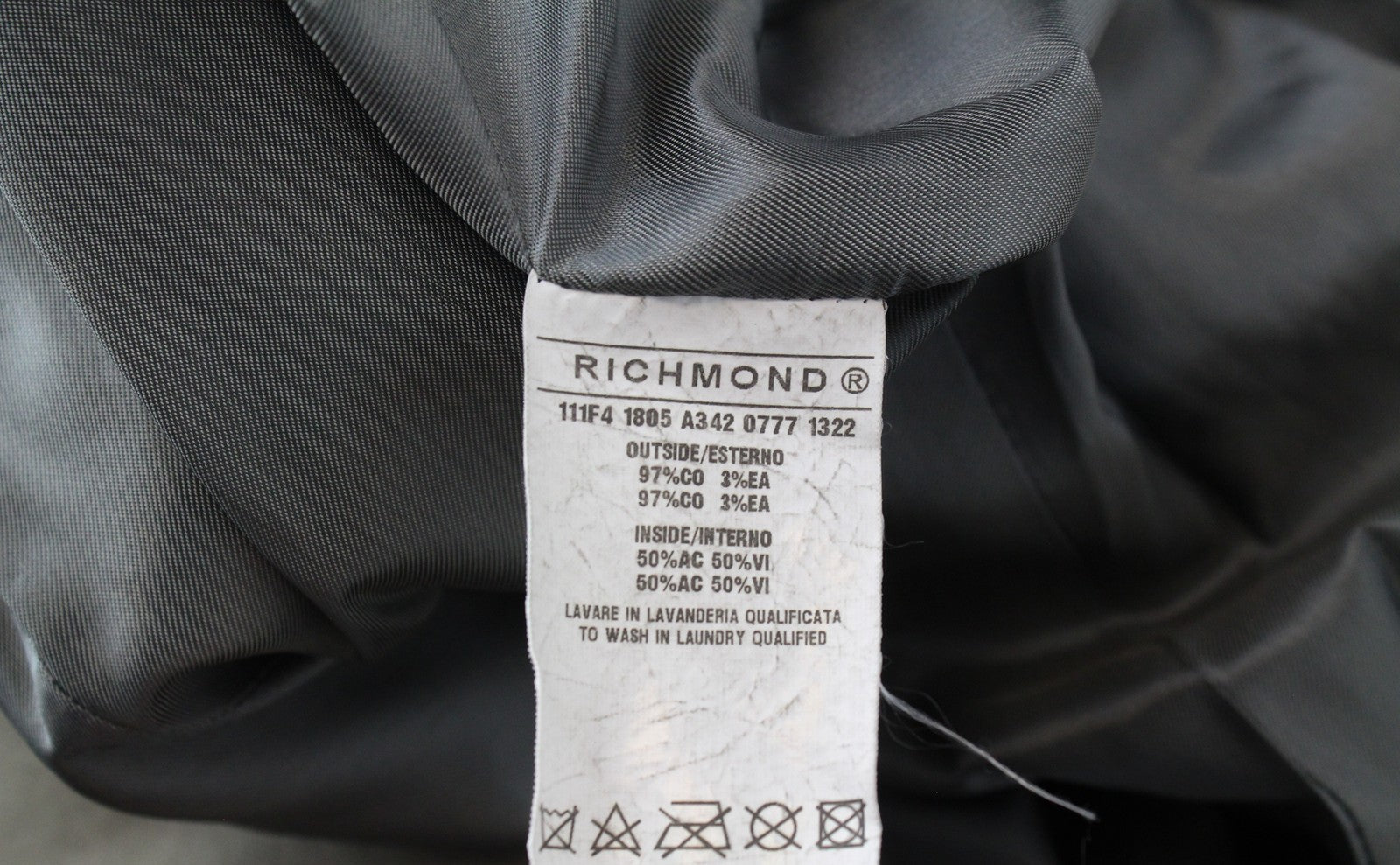 RICHMOND Men's Jacket 48 Green Collared Lined Cotton Stretch Single-Breast