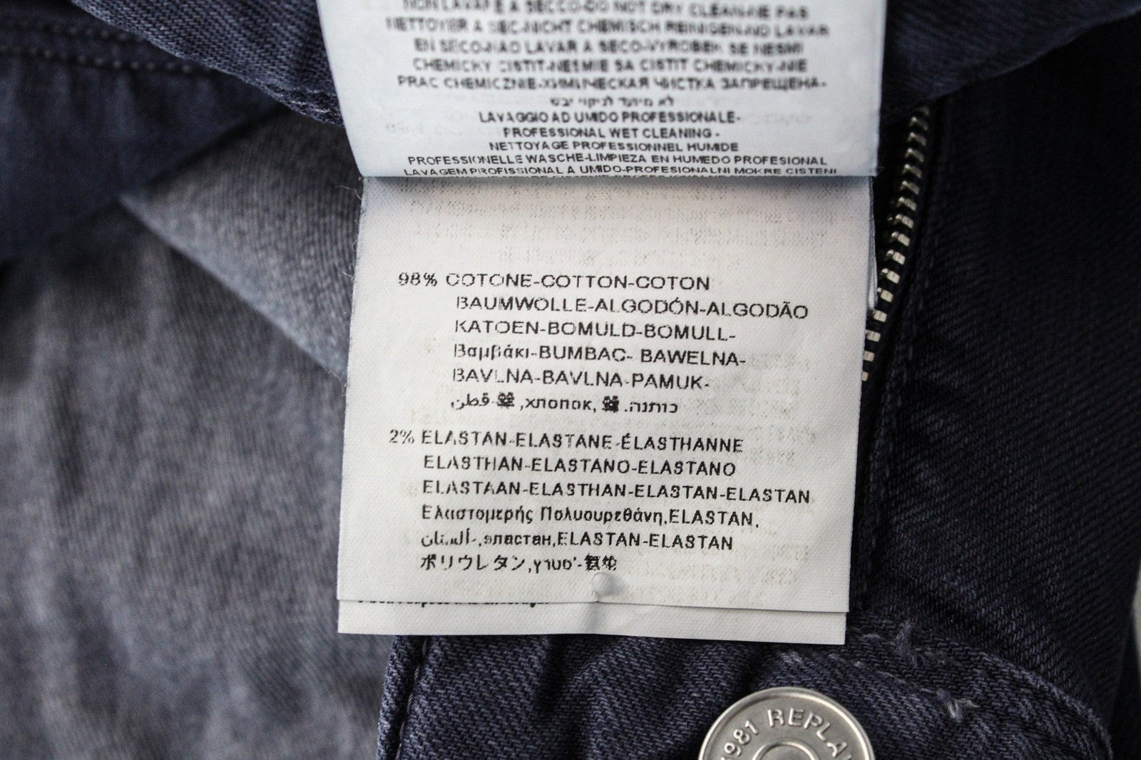 REPLAY Anbass W29/L30 Men's Slim Blue Stretch Jeans with 5-Pocket Design