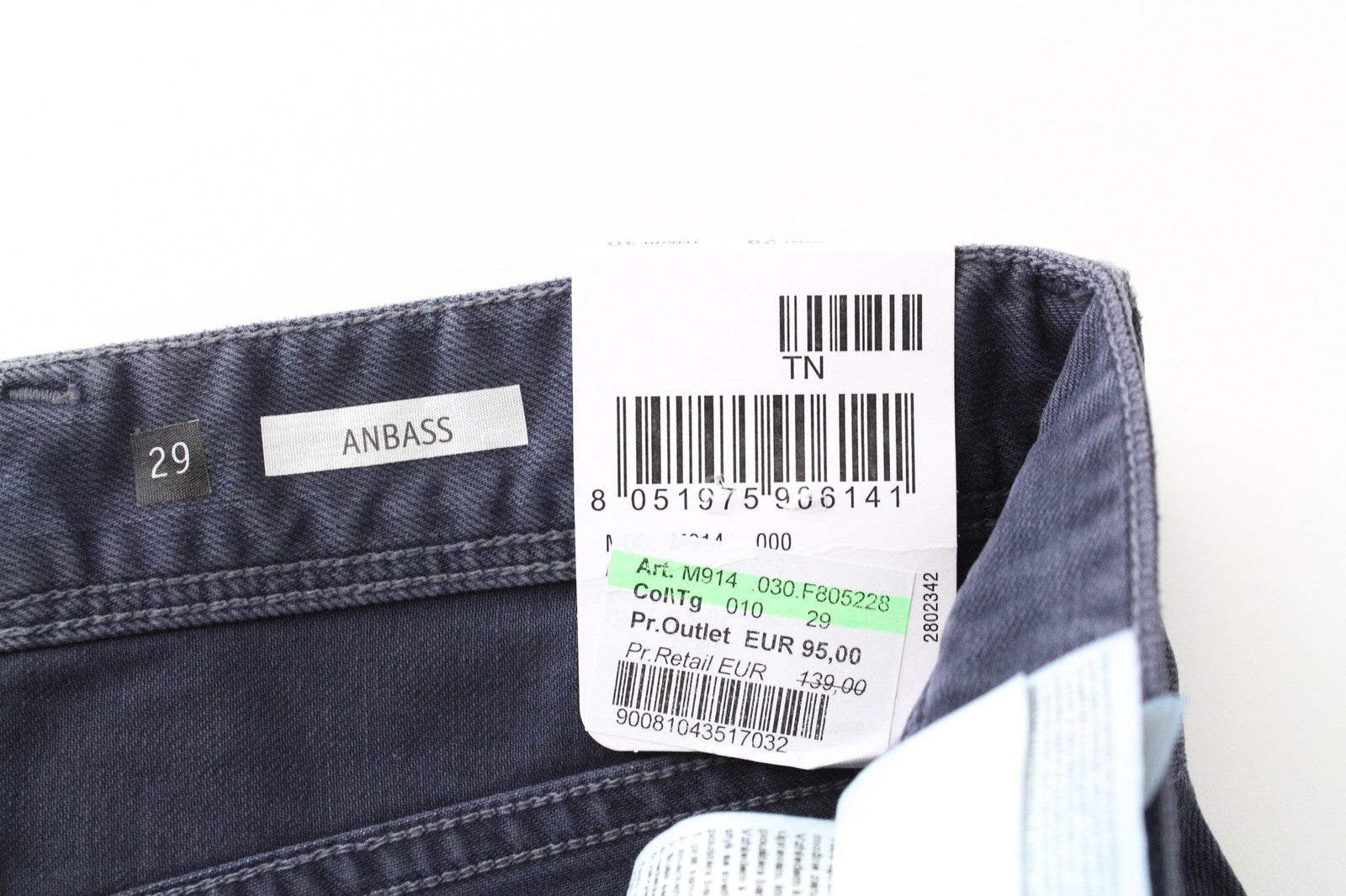 REPLAY Anbass W29/L30 Men's Slim Blue Stretch Jeans with 5-Pocket Design