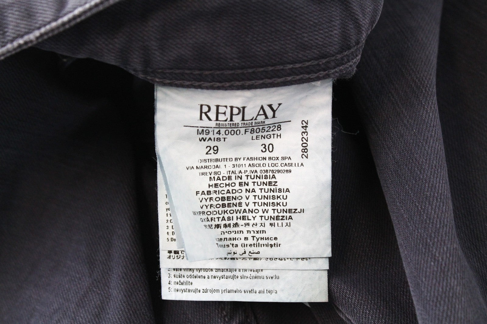 REPLAY Anbass W29/L30 Men's Slim Blue Stretch Jeans with 5-Pocket Design