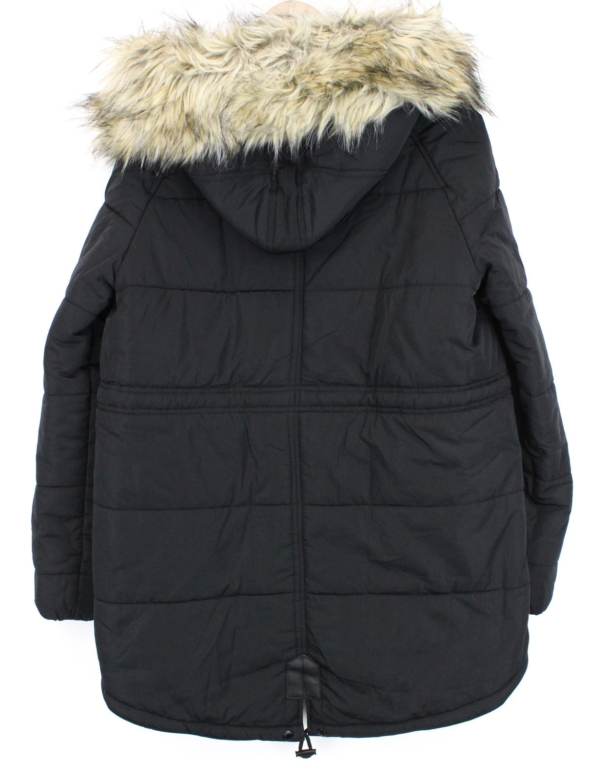 REPLAY S Black Faux Fur Padded Women's Parka Hooded Lined Zipped Jacket