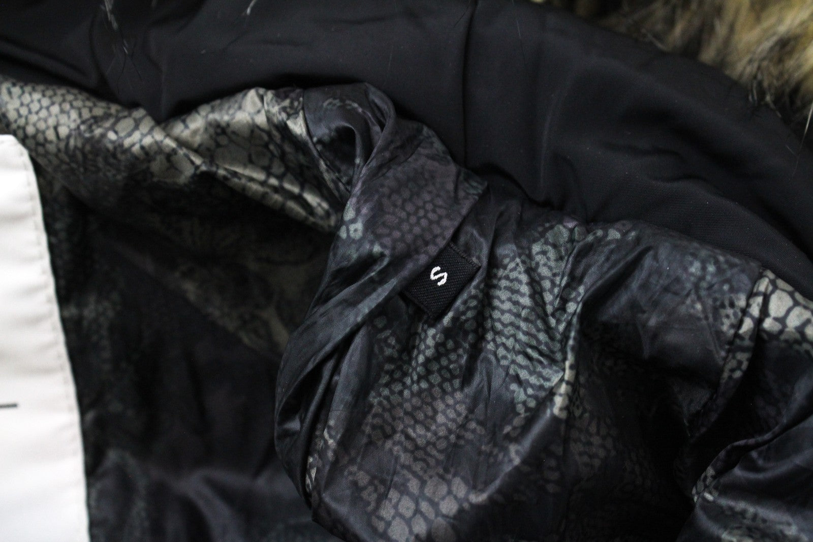 REPLAY S Black Faux Fur Padded Women's Parka Hooded Lined Zipped Jacket