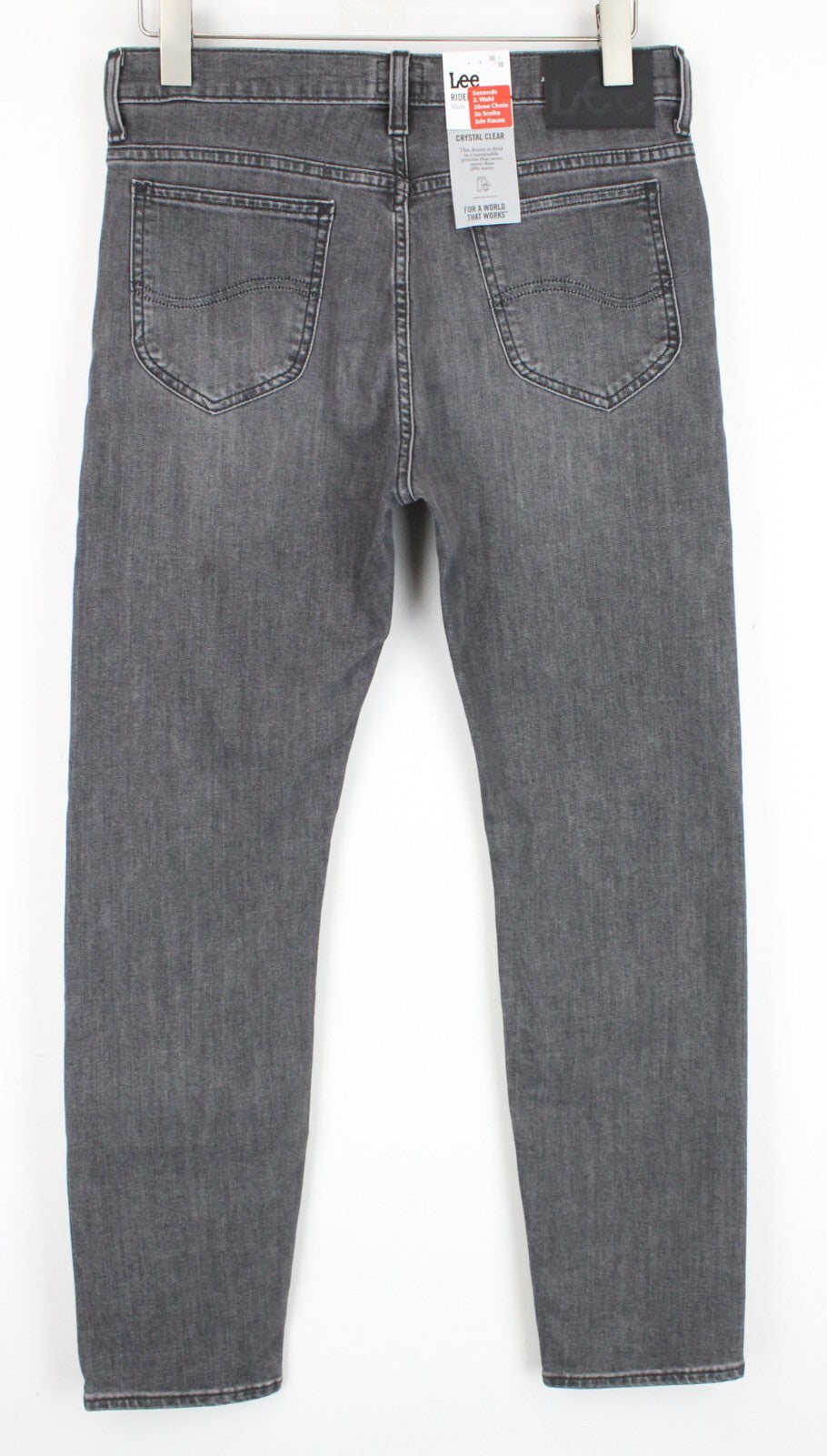 LEE Rider W30/L32 Men's Slim Fit Grey Washed Stretch Denim Cotton Jeans