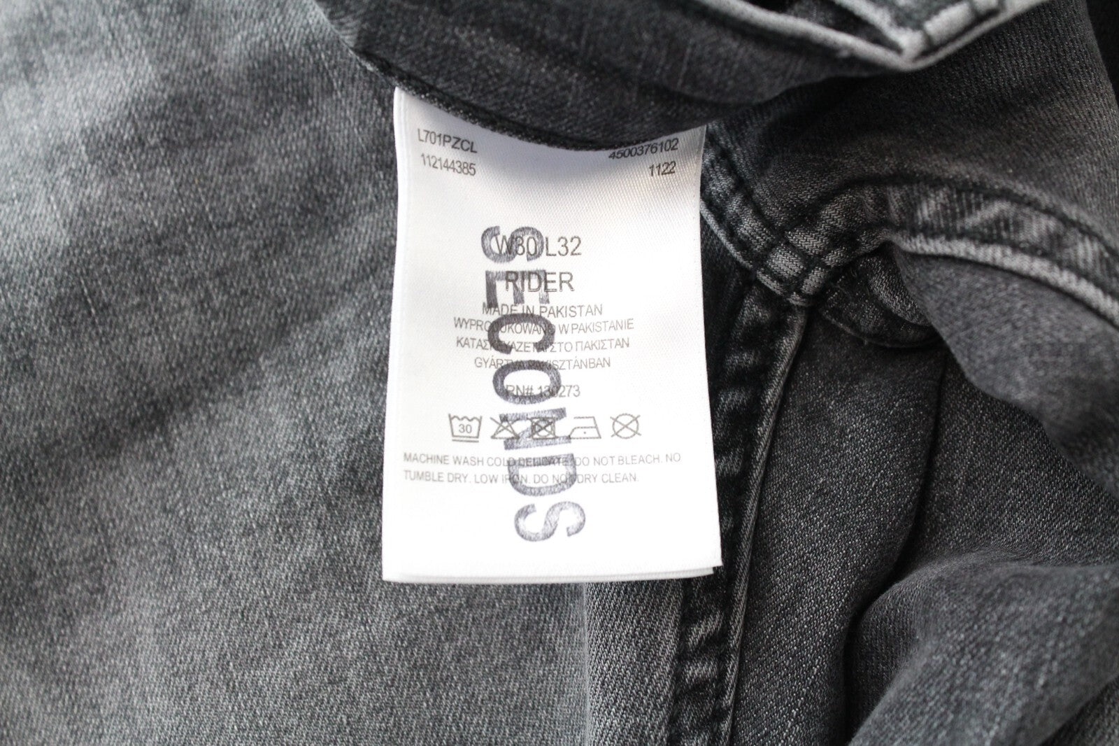 LEE Rider W30/L32 Men's Slim Fit Grey Washed Stretch Denim Cotton Jeans