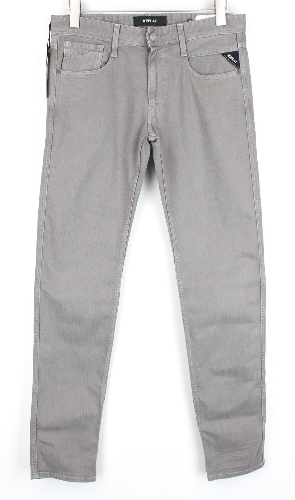 REPLAY W31/L34 Anbass Jeans Slim Fit Stretch Grey Cotton 5-Pocket Style