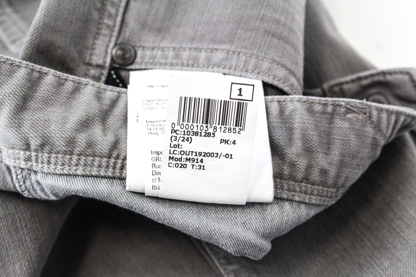 REPLAY W31/L34 Anbass Jeans Slim Fit Stretch Grey Cotton 5-Pocket Style