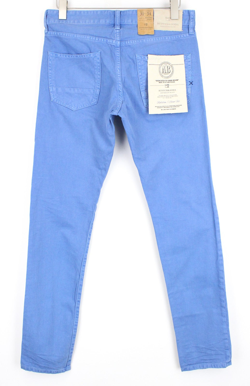 SCOTCH & SODA Ralston W31/L34 Slim Blue Denim Dyed Pure Cotton Men's Jeans