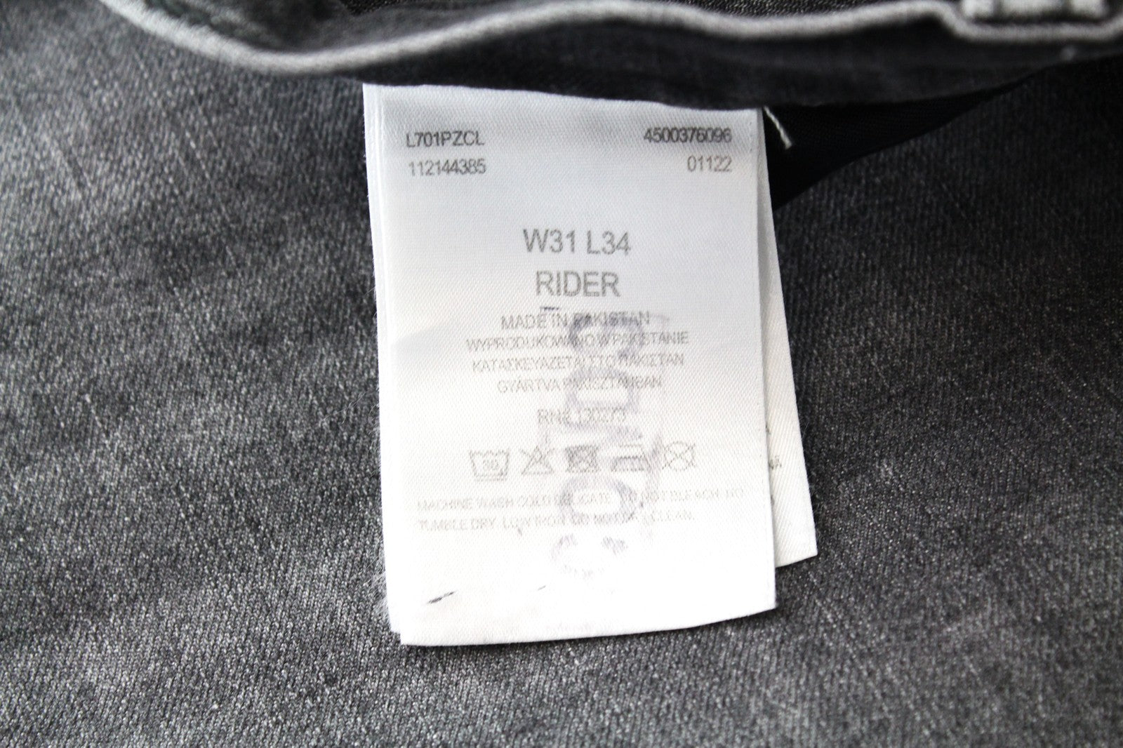 LEE Rider W31/L34 Grey Casual Slim Cotton Stretch Men's Washed Fit Jeans