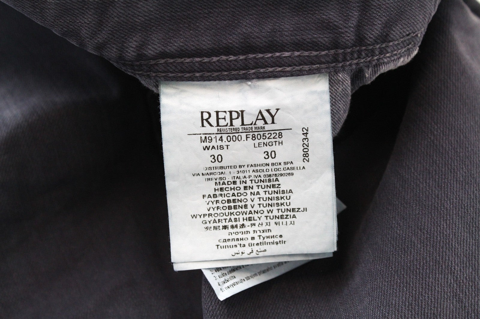 REPLAY W30/L30 Men's Anbass Jeans Slim Blue Cotton Stretch with 5-Pockets