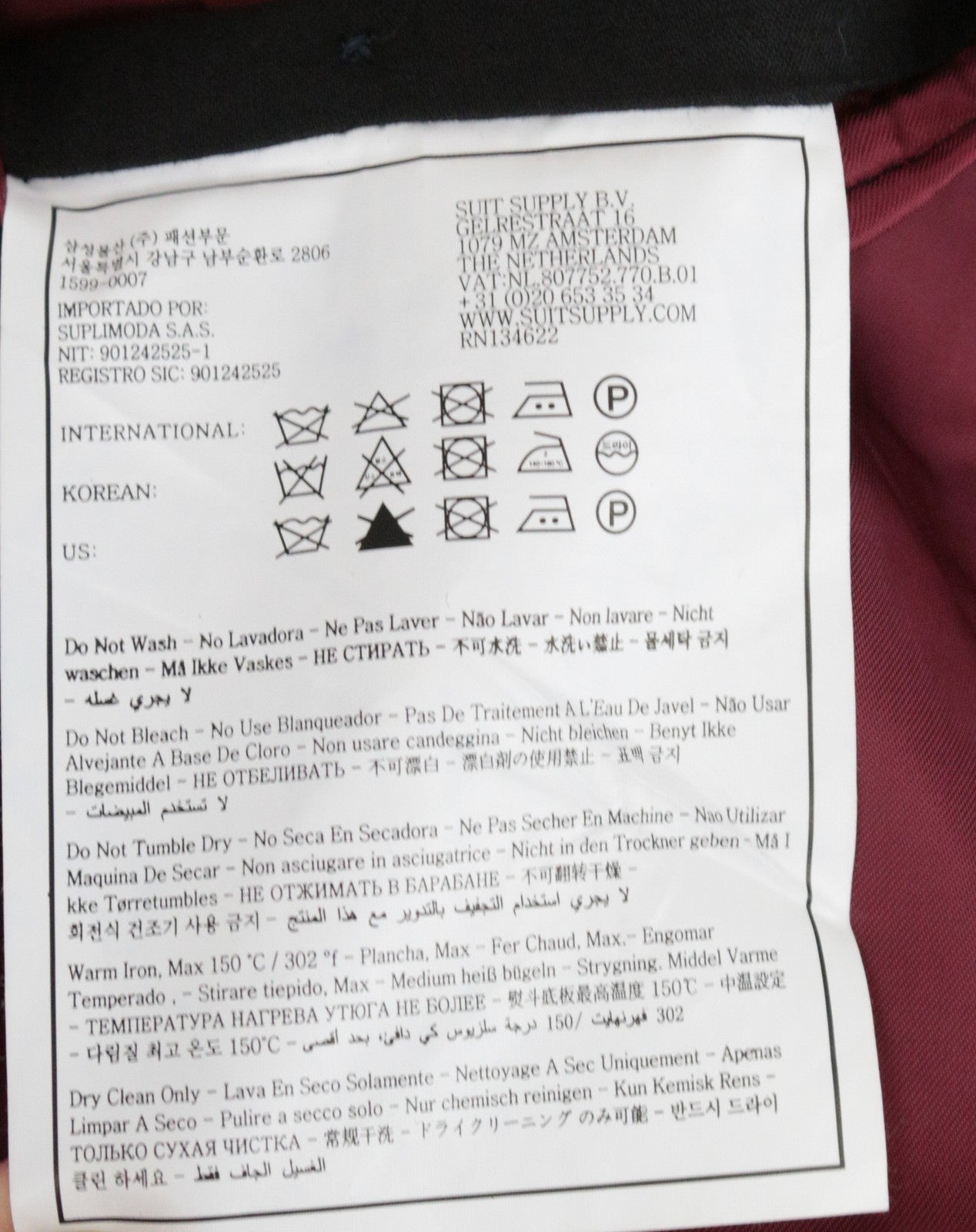 SUITSUPPLY Vicenza Coat UK48R Black Wool Men's Lined Single-Breasted