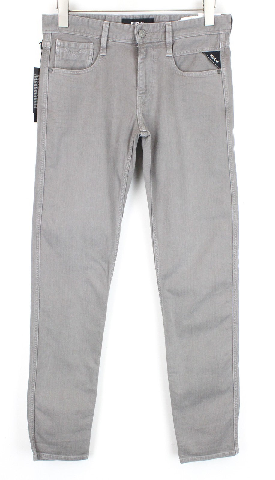 REPLAY Anbass W29/L30 Men's Slim Cotton Stretch Grey Casual 5-Pockets Jeans