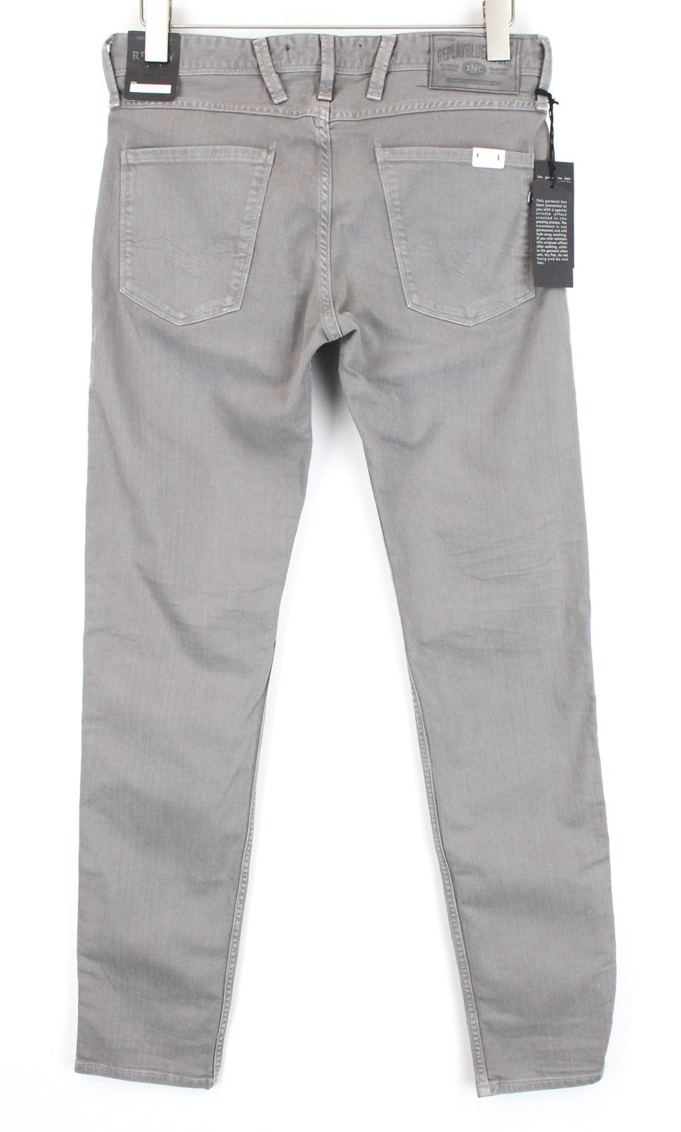 REPLAY Anbass W29/L30 Men's Slim Cotton Stretch Grey Casual 5-Pockets Jeans