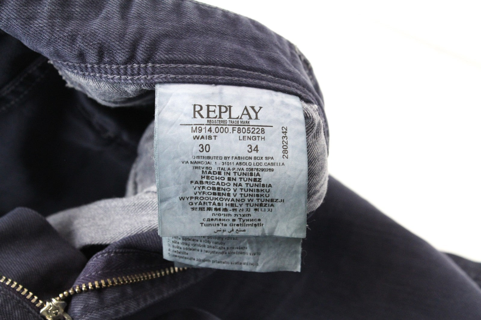 REPLAY Men's Anbass Jeans W30/L34 Slim Fit Blue Stretch 5-Pockets Denim