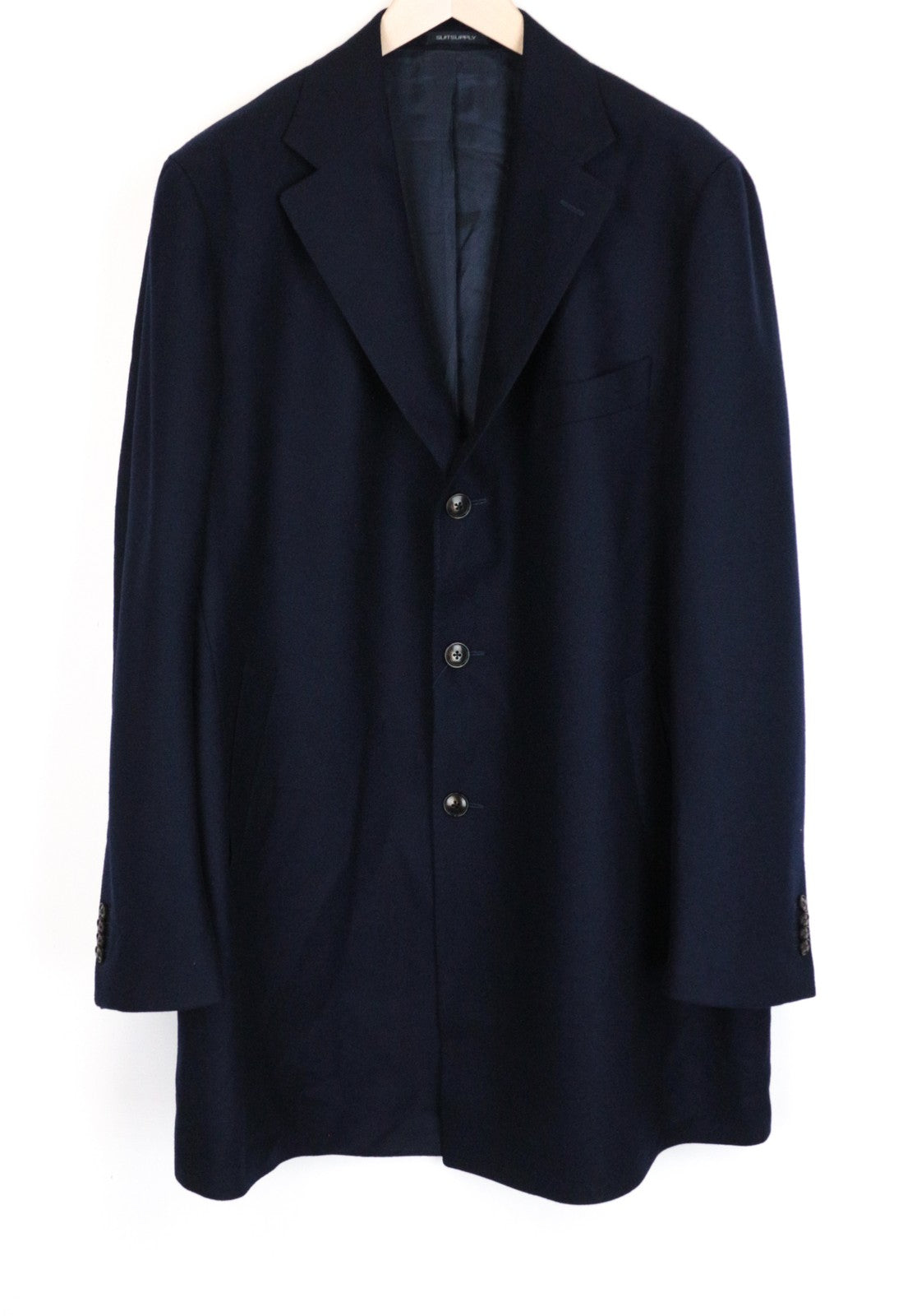 SUITSUPPLY Vicenza Coat UK52S Men's Navy Wool Lined Single-Breasted Classic