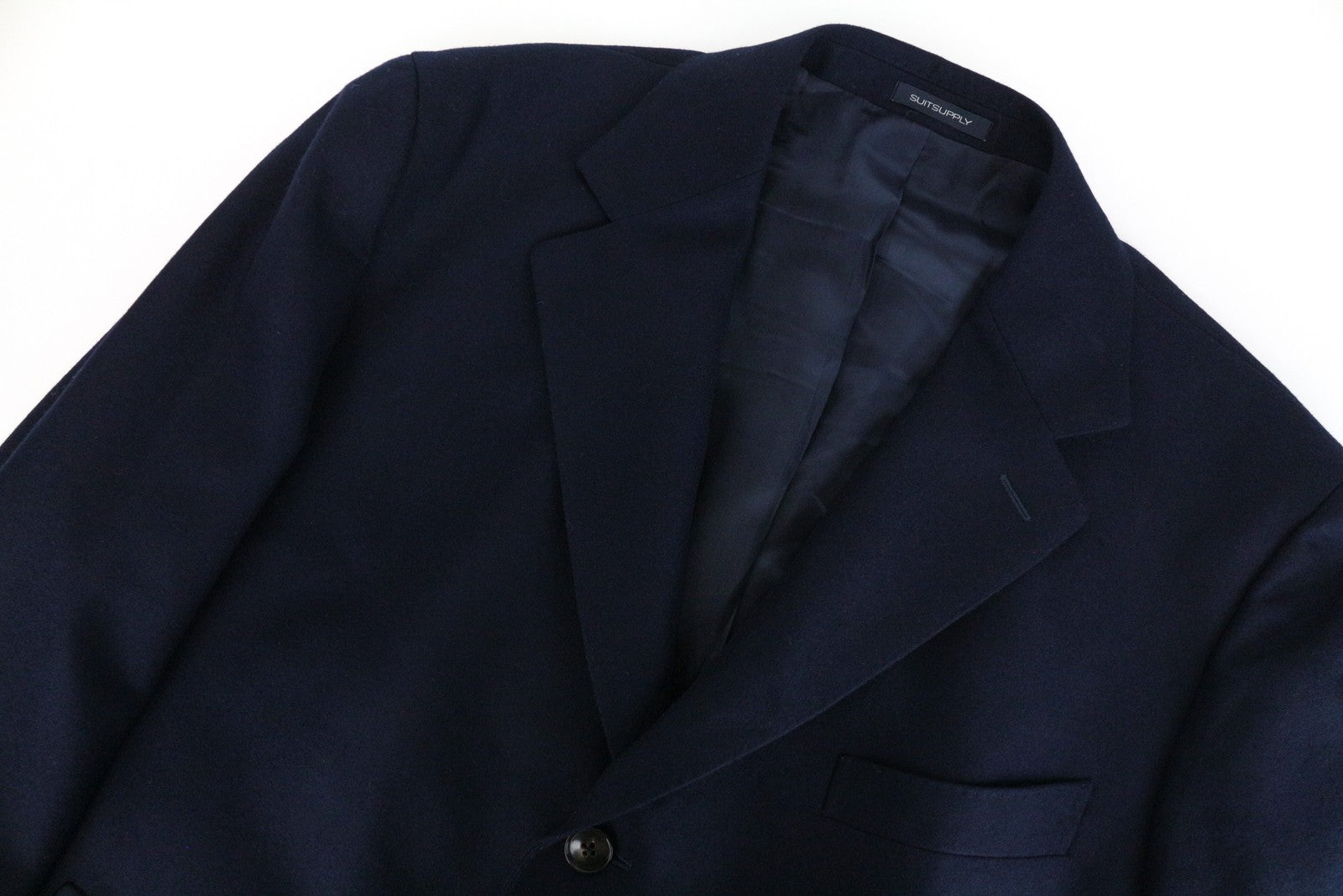 SUITSUPPLY Vicenza Coat UK52S Men's Navy Wool Lined Single-Breasted Classic