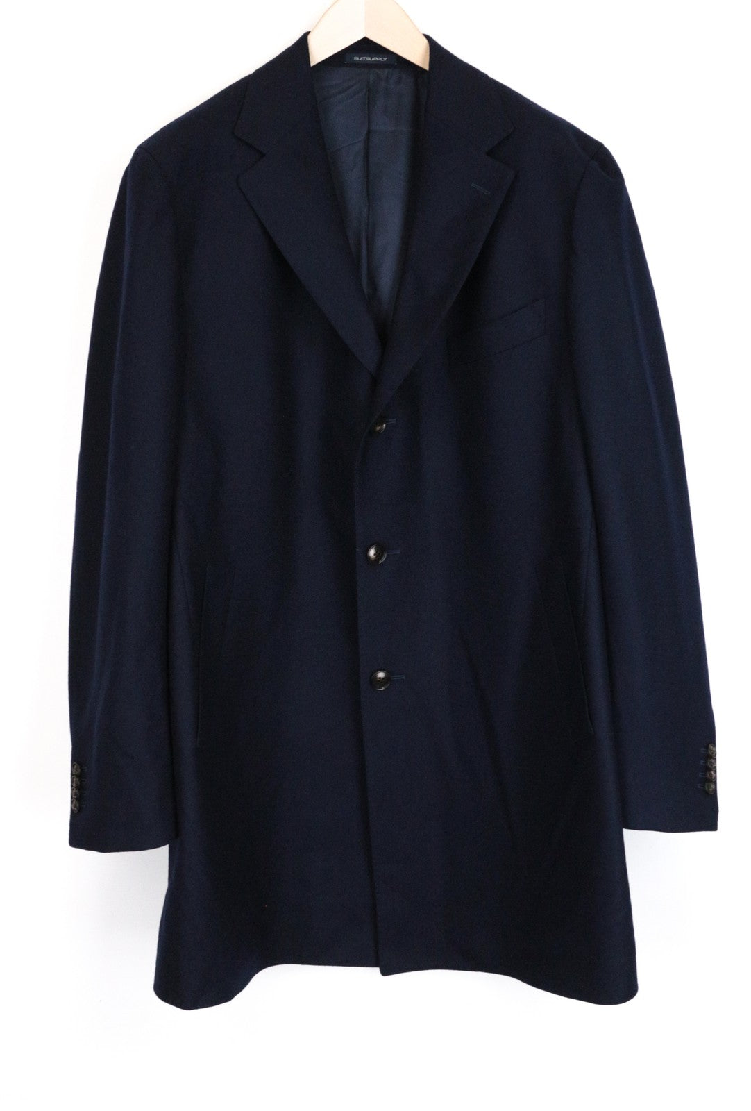 SUITSUPPLY Vicenza UK50S Men's Navy Wool Coat Lined Single-Breasted Formal