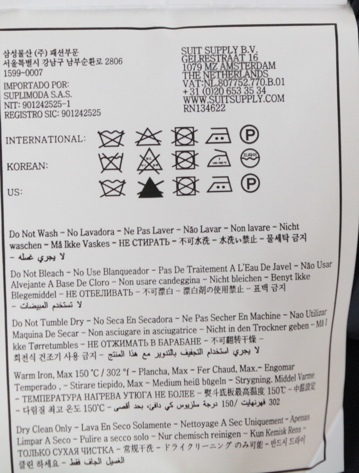 SUITSUPPLY Vicenza UK50S Men's Navy Wool Coat Lined Single-Breasted Formal