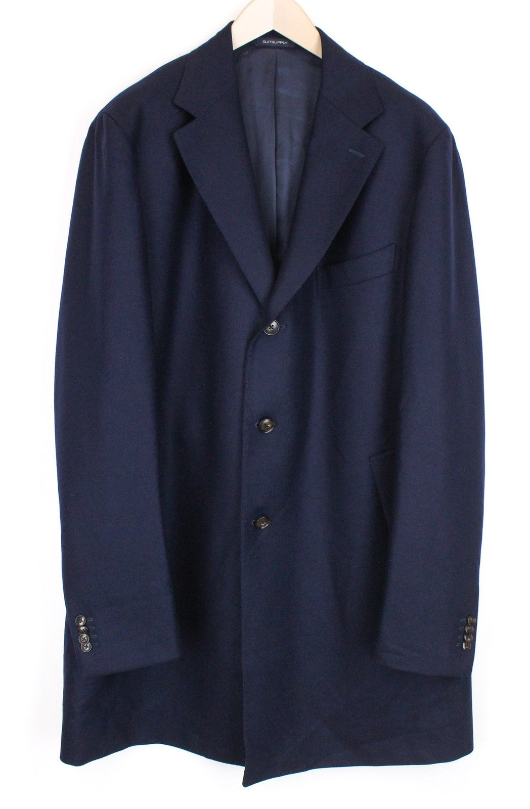 SUITSUPPLY Vicenza UK52L Men's Wool Coat Navy Blue Formal Lined