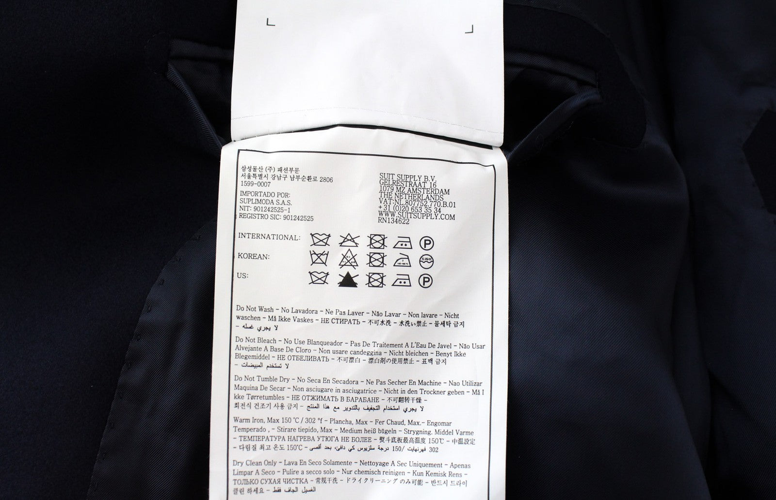 SUITSUPPLY Vicenza UK52L Men's Wool Coat Navy Blue Formal Lined