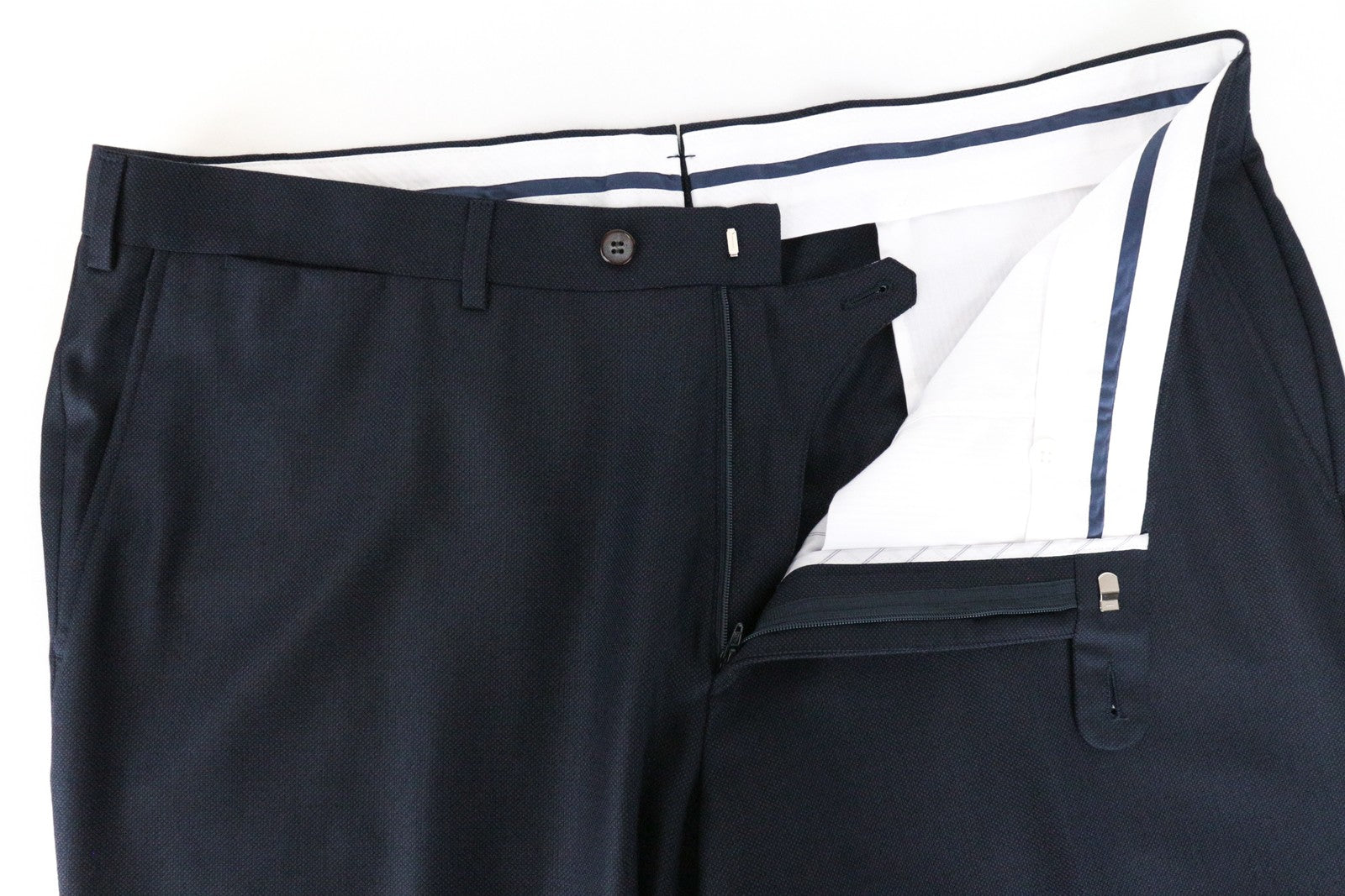 SUITSUPPLY UK42S Brescia Wool Trousers Men's Navy Pleated Formal