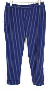 SUISTUDIO Robin UK14S Women's Blue Wool Striped Pleated Trousers