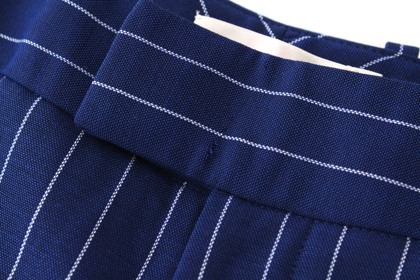 SUISTUDIO Robin UK14S Women's Blue Wool Striped Pleated Trousers