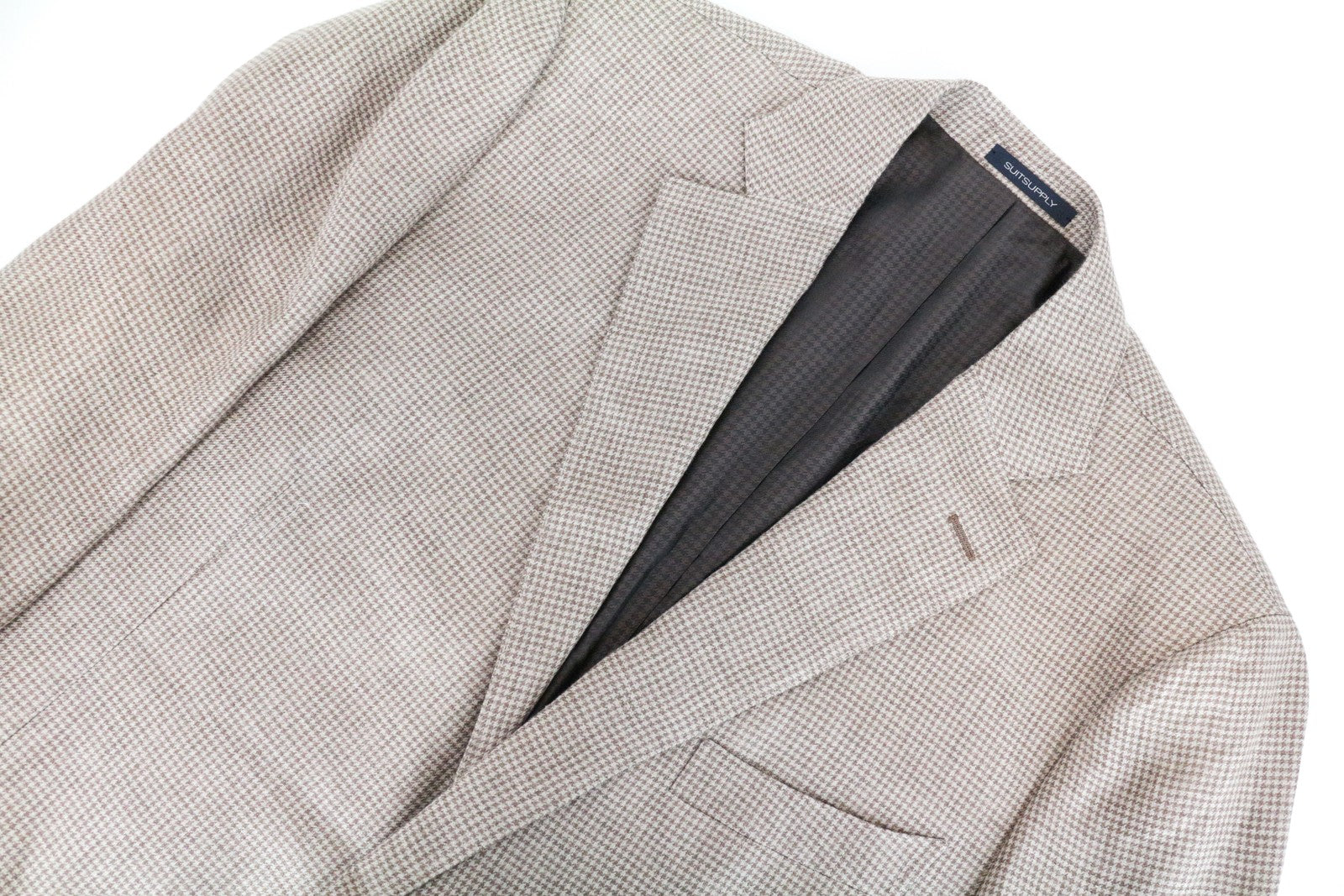 SUITSUPPLY La Spalla UK52L Men's Blazer Brown Patterned Linen Buttons