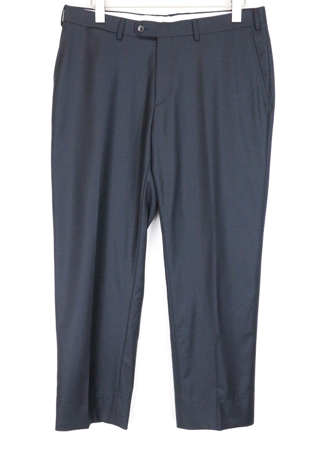 SUITSUPPLY UK42R Men's Dark Navy Classic Wool Pleated Trousers