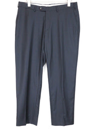 SUITSUPPLY UK42R Men's Dark Navy Classic Wool Pleated Trousers