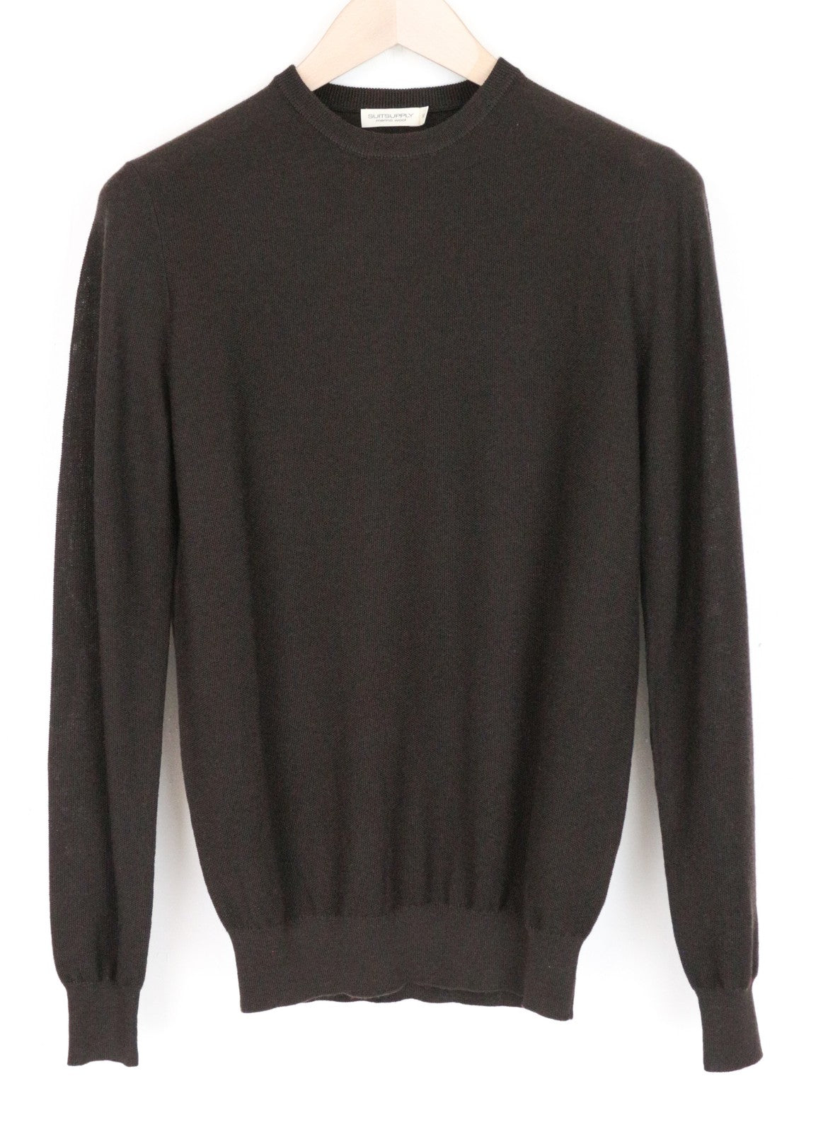 SUITSUPPLY XS Men's Dark Brown Pullover Merino Wool Sweatshirt