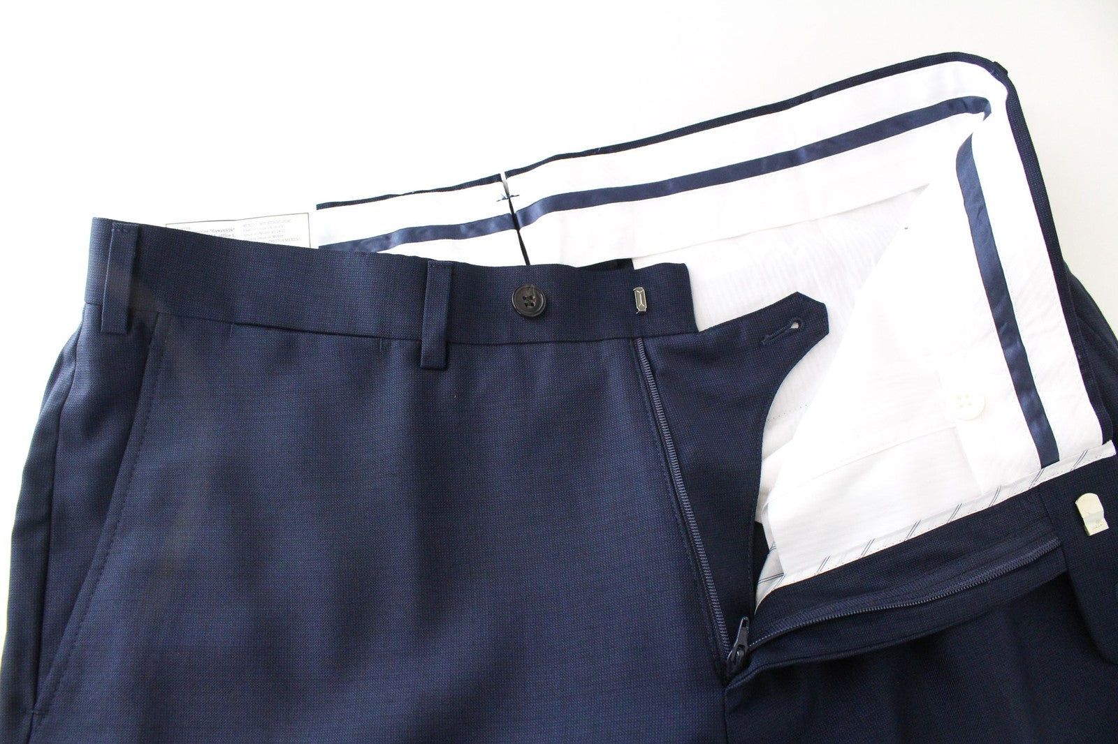 SUITSUPPLY UK34R Men's Navy Wool Classic Pleated Trousers