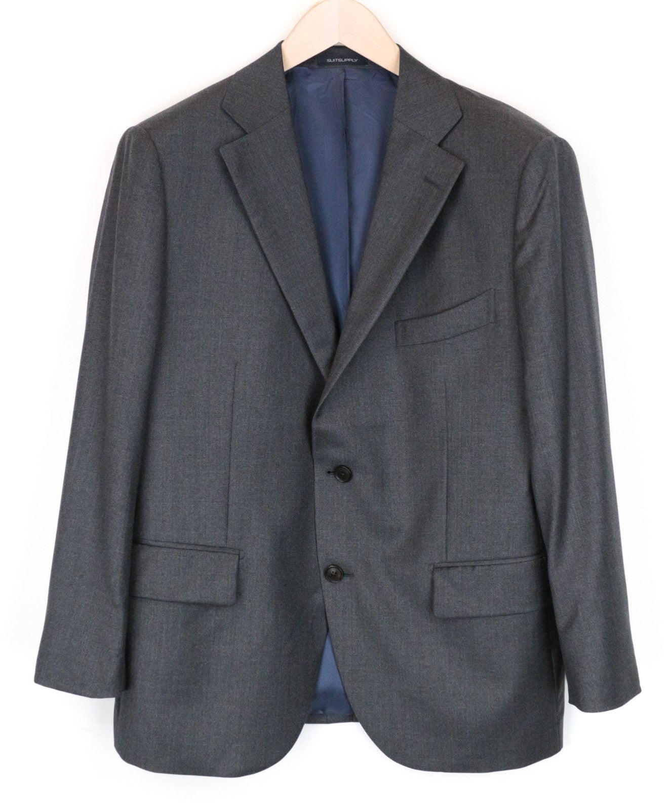 SUITSUPPLY La Spalla UK44S Men's Wool Grey Suit 2 Piece Single-Breasted