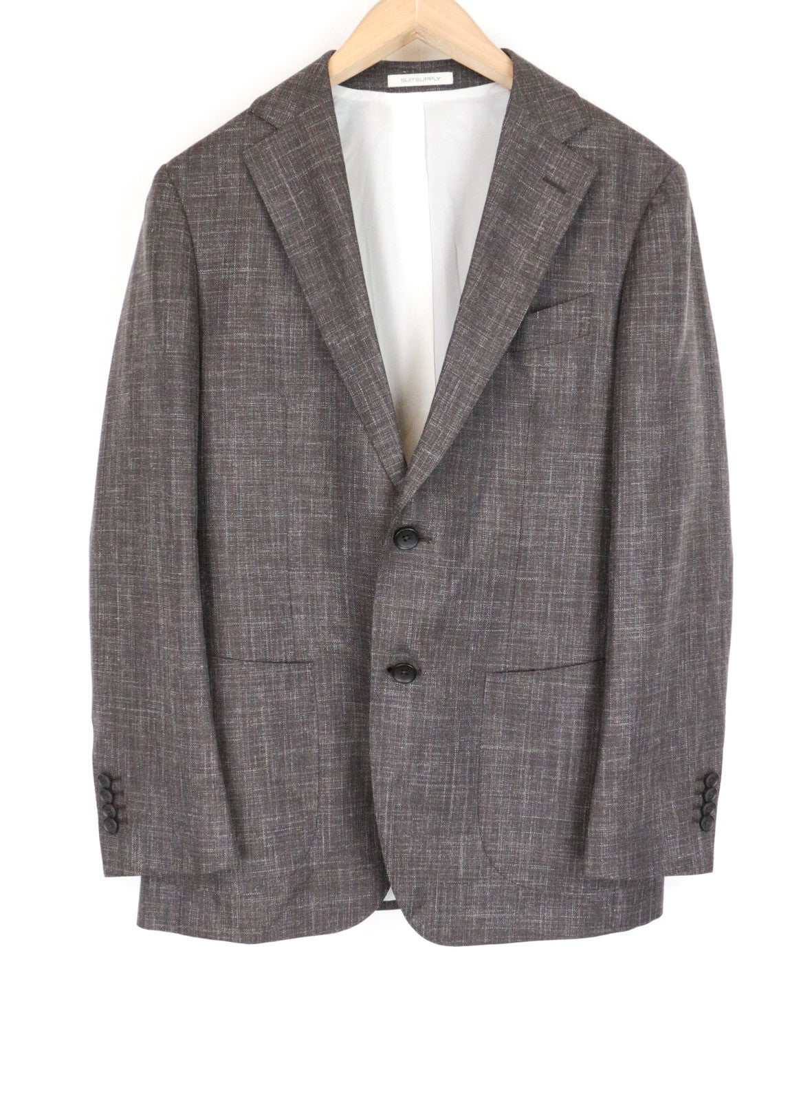 SUITSUPPLY Havana Patch UK36S Men's Slim Brown 2-Piece Linen Wool Suit