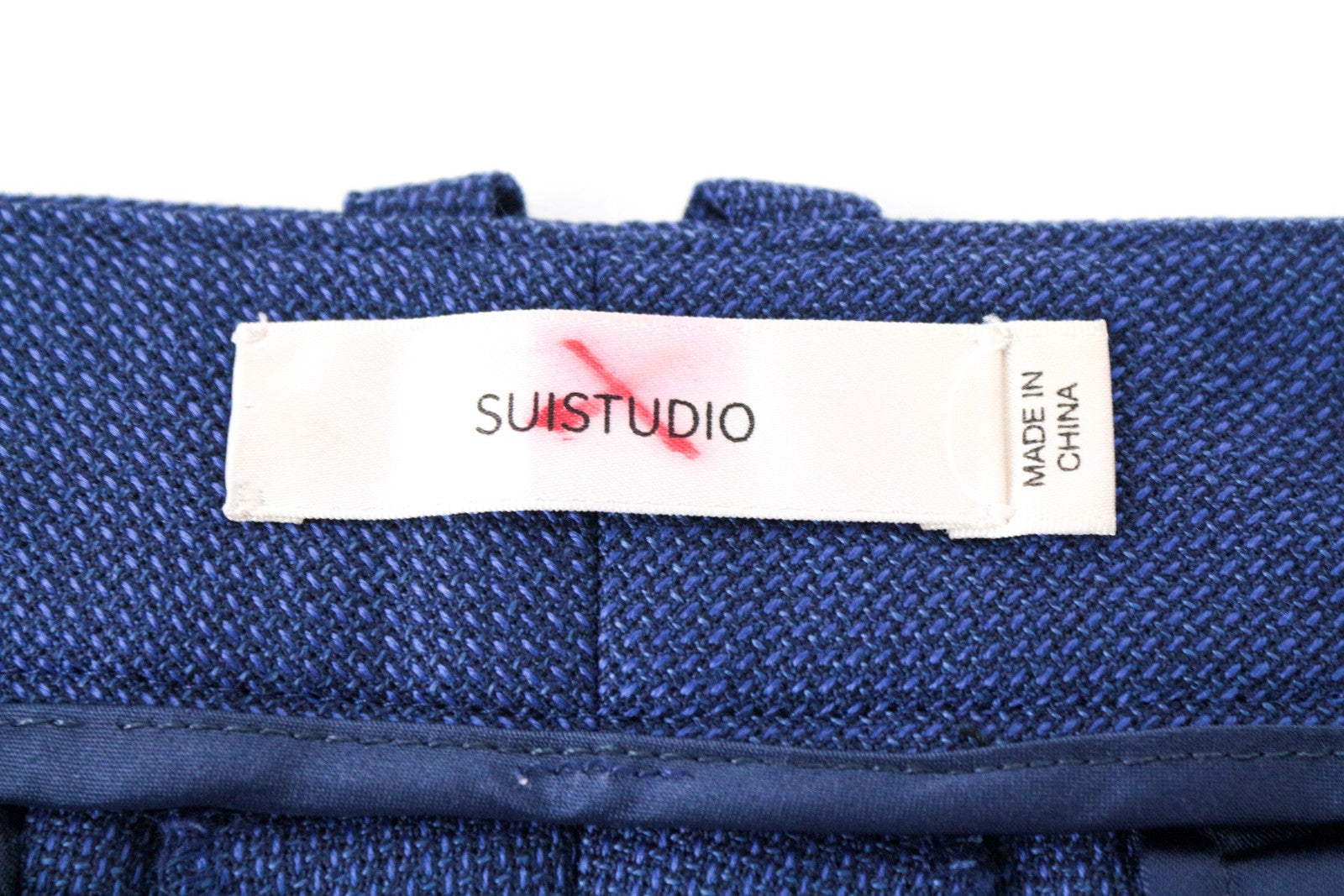 SUISTUDIO UK8R Women's Blue Wool Trousers Turn-Up Pleated Classic