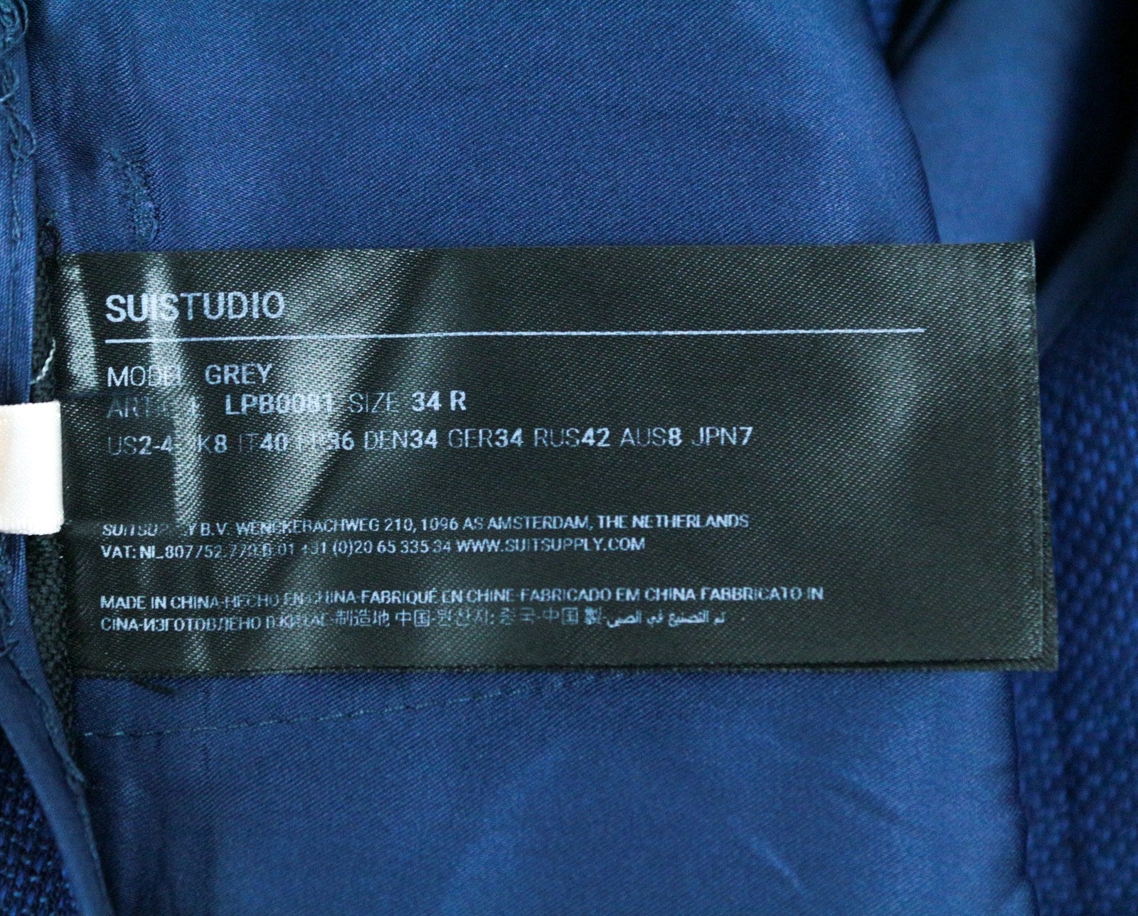 SUISTUDIO UK8R Women's Blue Wool Trousers Turn-Up Pleated Classic