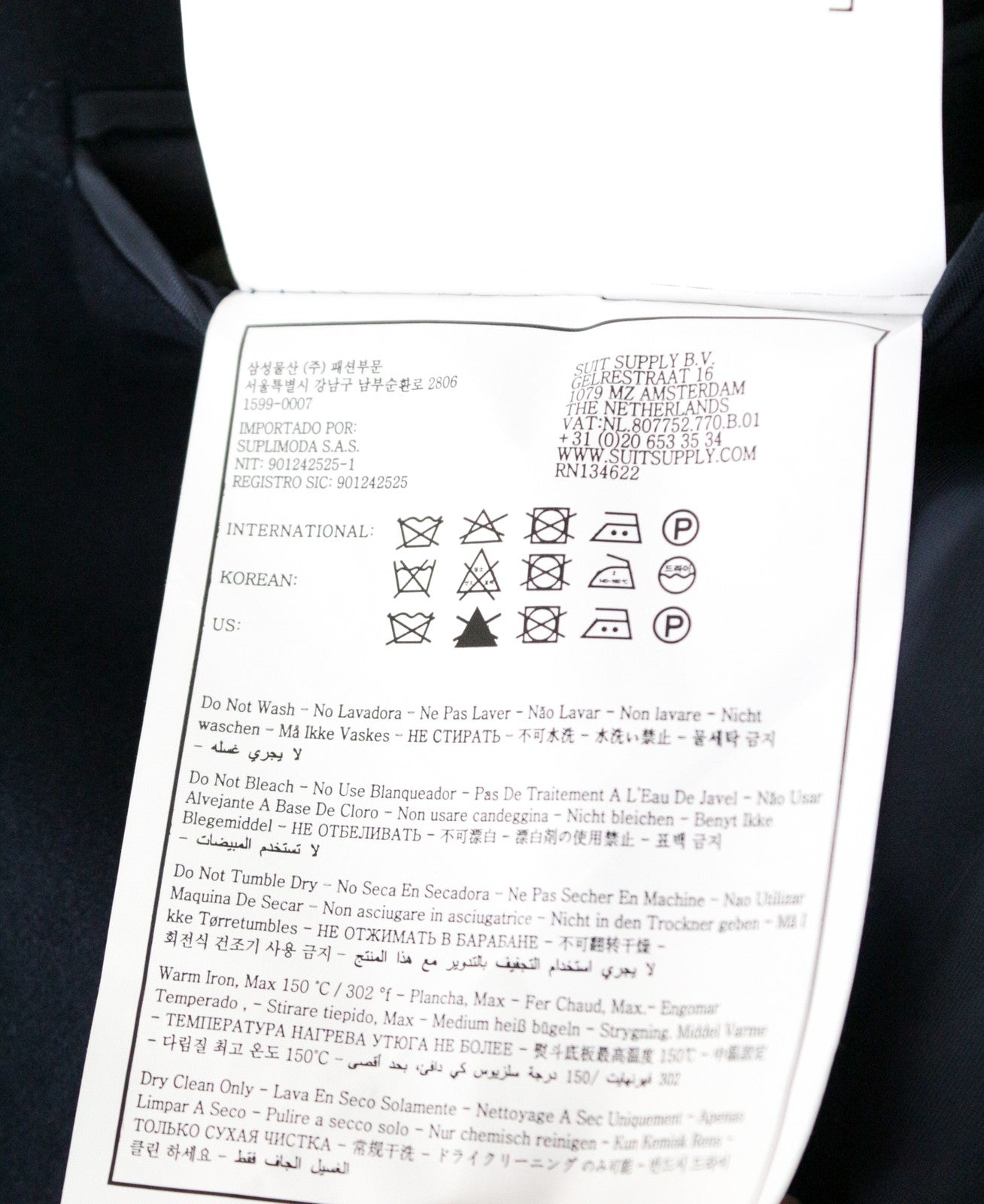 SUITSUPPLY Vicenza Men's Wool Coat UK46S Navy Single Breasted Lined