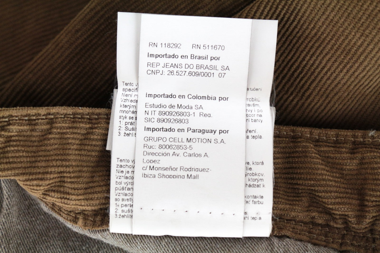 REPLAY Anbass Men's W38/L30 Brown Slim Fit Corduroy Stretch Trousers