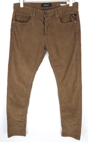 REPLAY Grover Men's Trousers W31/L34 Brown Straight Fit Corduroy
