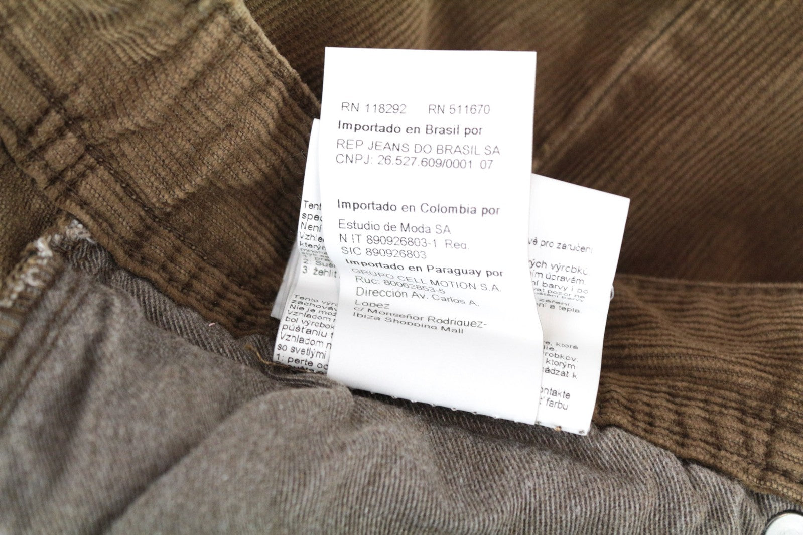 REPLAY Grover Men's Trousers W31/L34 Brown Straight Fit Corduroy