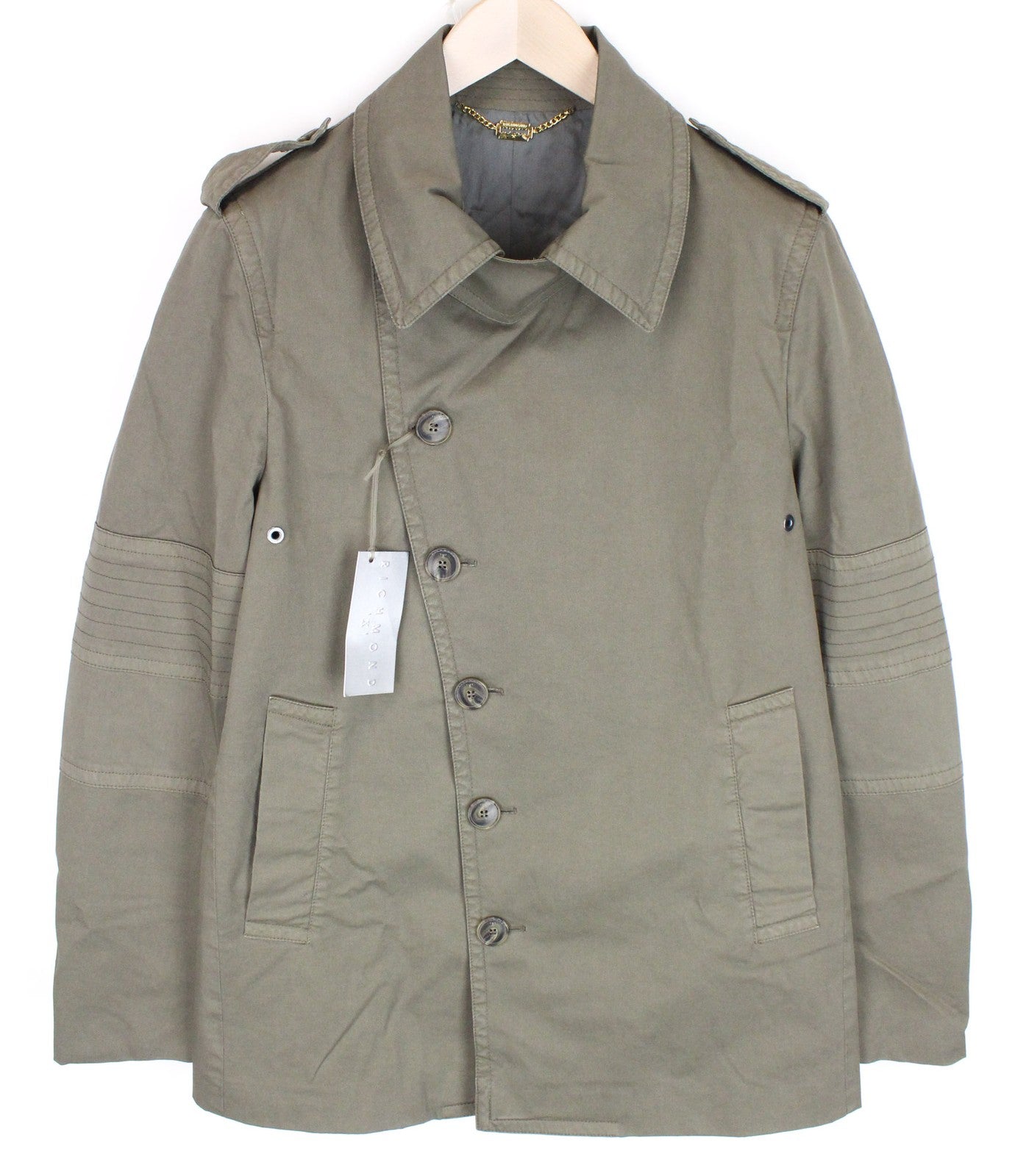 RICHMOND Men's Jacket 48 Green Stretch Cotton Casual Lined